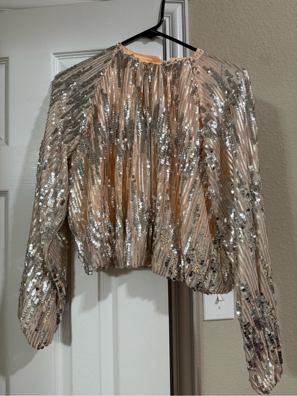 ✨ Silver Sequin Long Sleeve Cropped Top ✨
